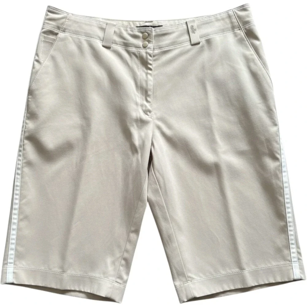 Nike Golf Bermuda Shorts 14 Tan Striped Fit Dry Sporty Athletic Golfcore